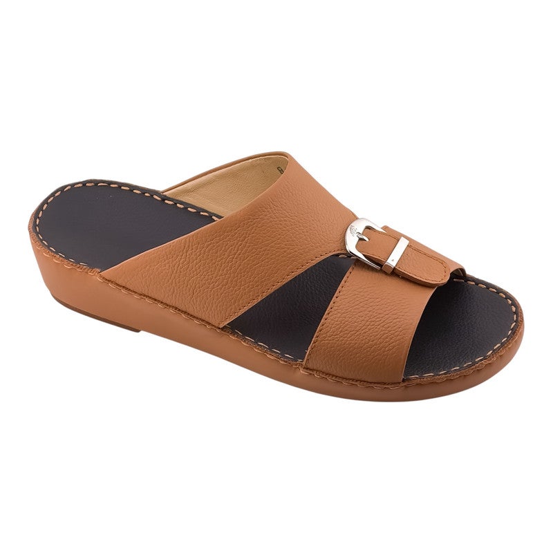 إيت صندل عربي يدوي الصنع للرجال من AET | شبشب رجالي خارجي | شبشب مفتوح من الأمام للاستخدام اليومي | جلد مطحون عربي أصلي مع ابزيم| تصميم عربي جديد| نعل داخلي بني| مريح وخفيف الوزن - Image 1