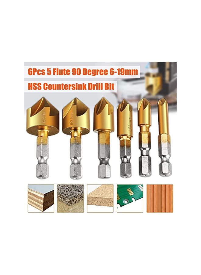 PROMASS Pcs Countersink Drill Bit Set For Wood Quick Change Bit 6mm-19mm  - Image 5