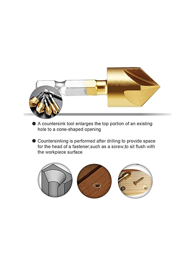 PROMASS Pcs Countersink Drill Bit Set For Wood Quick Change Bit 6mm-19mm  - Image 4