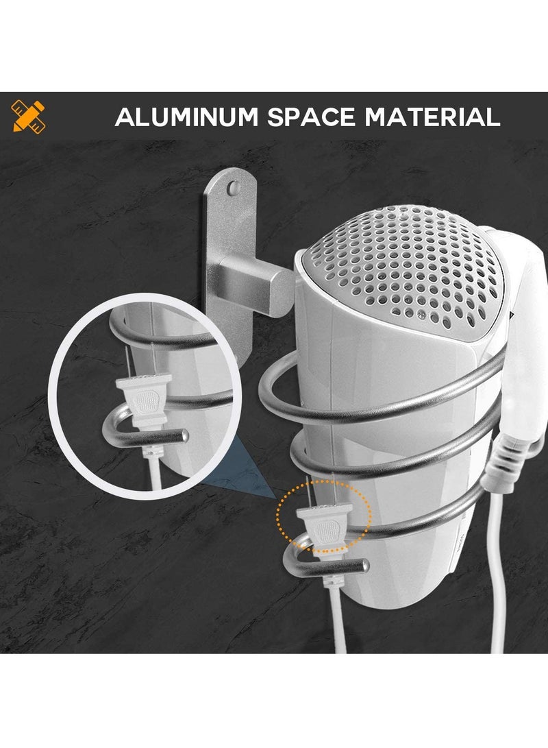 general Hair Dryer Holder, 1 Pcs Siliver Wall Mount Hair Dryer Stand Rack Bathroom Storage Organizer Aluminum Hairdressing Dryer Hanger, Wall Mounted Rack Stand for Bathroom Washroom Accessories Storage - Image 4