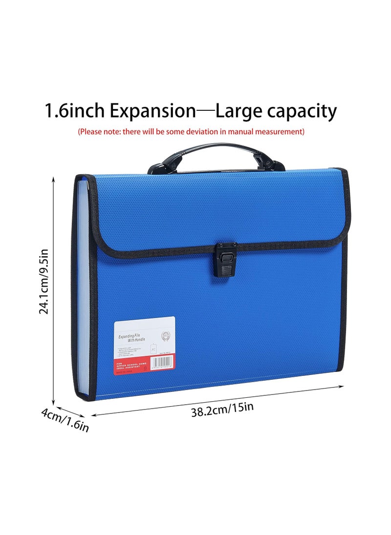 Bukela - Legal Size 13 Pocket Accordian File Organizer Expanding File Folder for FC A4 Paper, Briefcase File Case with Durable Handle & Buckle Closure for School Home & Business (Blue) - Image 1
