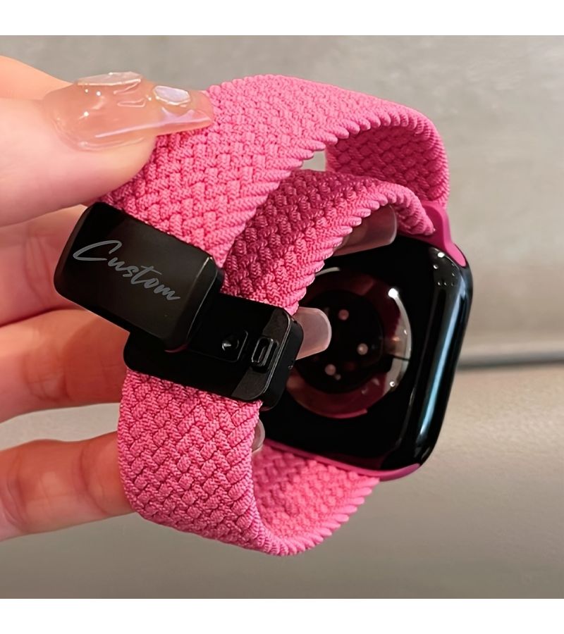 Rose Red Magnetic Nylon Strap For Apple Watch 46 42 44 45 49mm Adjustable Breathable - Image 5