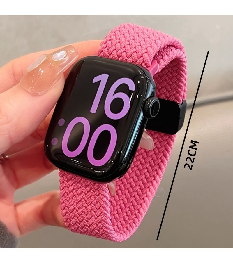 Rose Red Magnetic Nylon Strap For Apple Watch 46 42 44 45 49mm Adjustable Breathable - Image 2