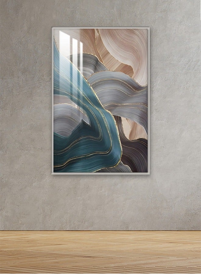 ماركتنا لوحة جدارية120×80سم مع برواز فضي وطبقة اكريلك شفاف بتصميم تجريدي - Image 1