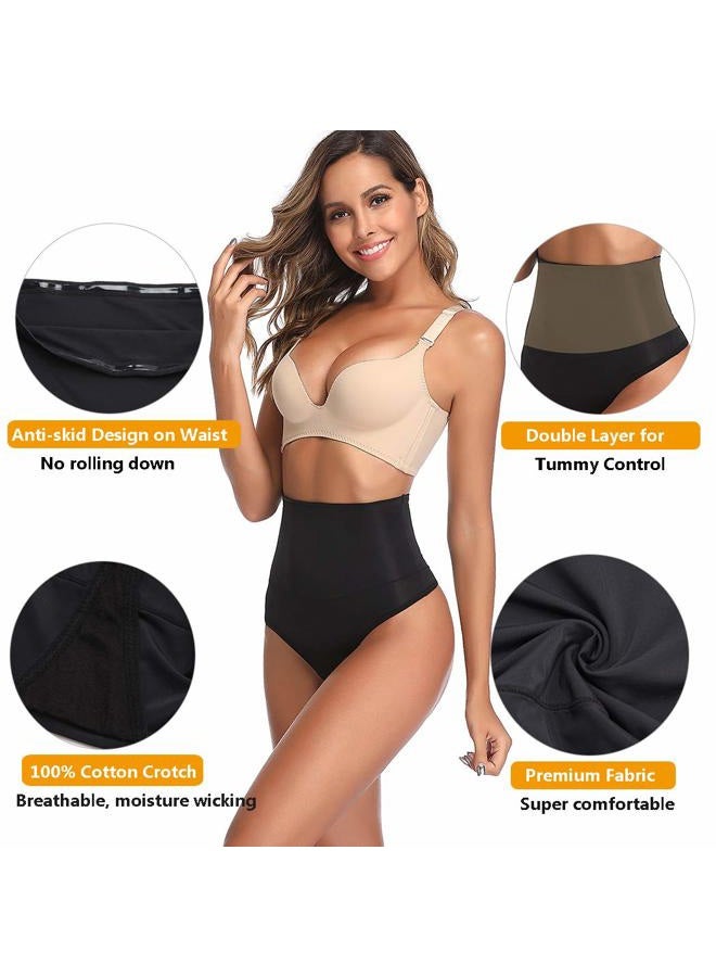 JOYSHAPER High Waist Shapewear Thong for Women Tummy Control Underwear Body Shaper Thong Waist Cincher Girdle Panties, Black-new, S - Image 2