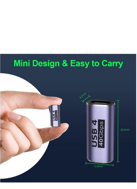 USB C Female to Adapter (4 Pack) Coupler with 40 Gbps PD 100W 8K 60hz Video Compatible for Thunderbolt 4/3, MacBook Pro/Air, USB-C HUB, Magsafe and More Type DevicesUSB C Female to Adapter (4 Pack) Co