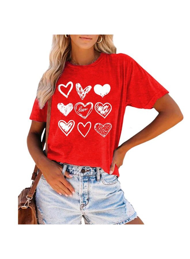 Prelike Powers Valentines Shirts for Women Leopard Plaid Love Heart Graphic T Shirt Heart Tees Top for Her, Red3, XXL - Image 2