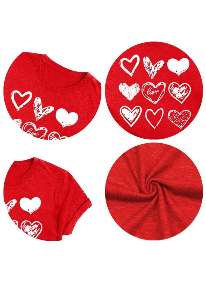 Prelike Powers Valentines Shirts for Women Leopard Plaid Love Heart Graphic T Shirt Heart Tees Top for Her, Red3, XXL - Image 5