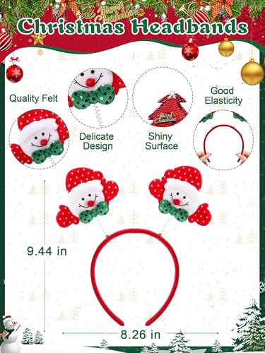 Yunsailing 32 Pcs Christmas Headbands and Glasses Frames Christmas Party Supplies with 32 Cute Designs Santa Hat Snowman Reindeer Antler Bow Hat for Adults Women Party Favor Photo Booth - Image 5
