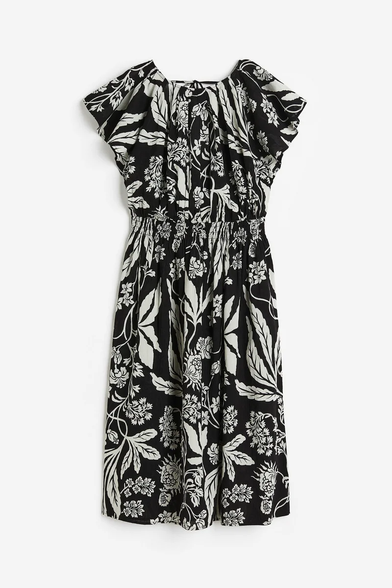 H&M Floral Print Ruched Waist Dress