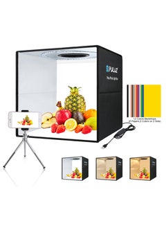 PULUZ 15.8 inch Foldable Portable Photography Shooting Box,USB Photo Lighting Studio with 3 Modes Dual Color Temperature Ring Light and 12 Color Backdrops  - Image 1