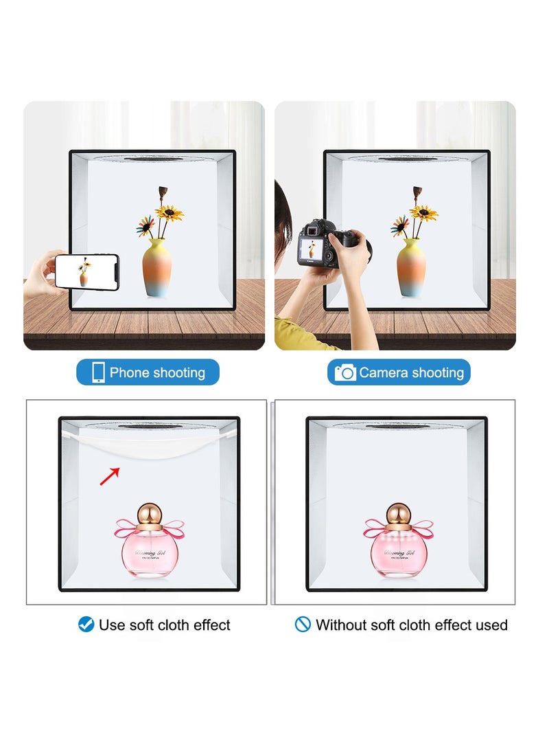 PULUZ - 15.8 inch Foldable Portable Photography Shooting Box,USB Photo Lighting Studio with 3 Modes Dual Color Temperature Ring Light and 12 Color Backdrops - Image 1