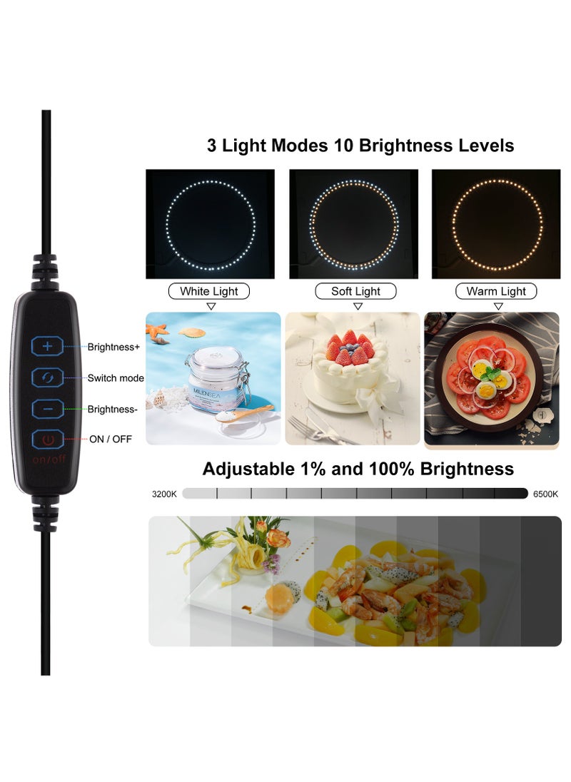 PULUZ - 15.8 inch Foldable Portable Photography Shooting Box,USB Photo Lighting Studio with 3 Modes Dual Color Temperature Ring Light and 12 Color Backdrops - Image 1