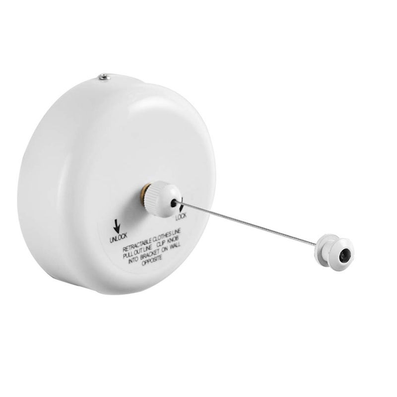 BESy Retractable Clothesline SUS304 Stainless Steel Clothes Dryer with Adjustable Stainless Steel Rope String Hotel Style Heavy Duty92 FeetsWhite Finish Round Style