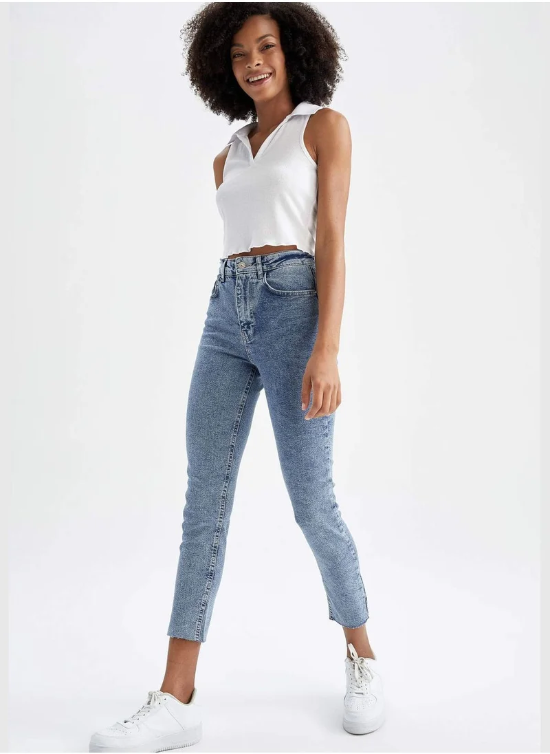 DeFacto Slim Fit High Waisted Crop Jeans