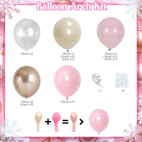 Froova Dusty Pink Balloon Garland Arch Kit Double Stuffed Pearl Pink White and Gold Balloon Large Clear Balloons for Girls Baby Shower Bridal Shower Wedding Birthday Party Decorations - Image 5
