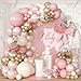Froova Dusty Pink Balloon Garland Arch Kit Double Stuffed Pearl Pink White and Gold Balloon Large Clear Balloons for Girls Baby Shower Bridal Shower Wedding Birthday Party Decorations - Image 2