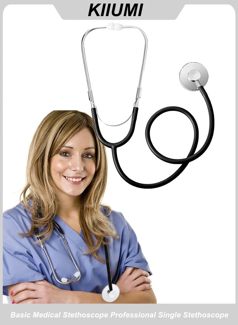 KIIUMI Basic Medical Stethoscope Professional Single Stethoscope， Portable Medical Single Head Stethoscope，Black Tube，HM-110 - Image 1