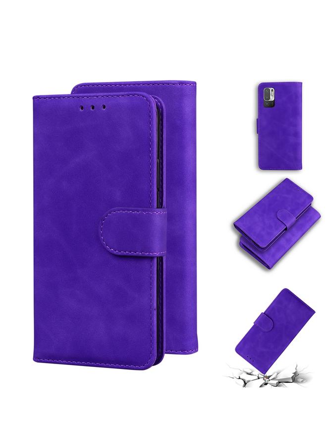 Case For Xiaomi Redmi Note 10 5G / Poco M3 Pro 5G Skin Feel Pure Color Flip Leather Phone Case