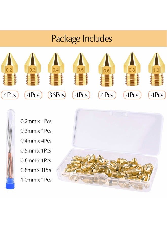 Tuparka 70Pcs 3D Printer Nozzle Kit MK8 Extruder Nozzles Brass Print Head 0.2mm, 0.3mm, 0.4mm, 0.5mm, 0.6mm, 0.8mm, 1.0mm with Storage Box Compatible with 3D Printer Makerbot Creality CR-10 Ender 3 5 - Image 4