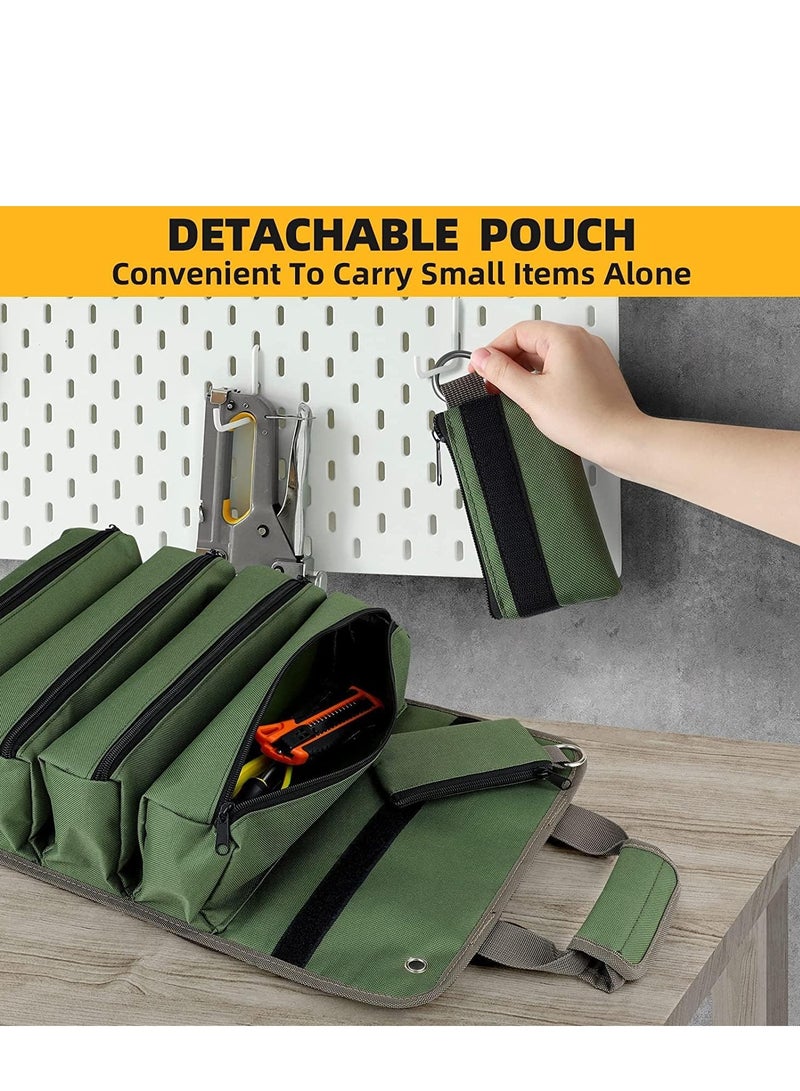 YelaJoy Tool Bag Roll Up, UUP Heavy Duty Rolled Empty Tool Storage Organization, Portable Foldable Rollup Organizer with 2 Small Pouches, Rollable Carrying Toolbag, Dad Men Mechanic Birthday Gifts, Army Green  - Image 4