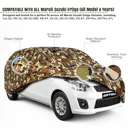 Pivalo Car Body Cover for Maruti Ertiga All Model & Years (2012-2026) 100% Waterproof with Mirror Pockets, Triple Stitched Dustproof Heat Resistant UV Protection (Military/Jungle/Camouflage) - Image 2