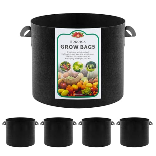 EOKOICA 5Pack 5 Gallon Grow Bags Thickened Aeration Fabric Pots with Handles Heavy Duty Plant Bags for Vegetables Tomatoes Potatoes Fruits Flowers Reusable Garden Pots for Plants - Image 1