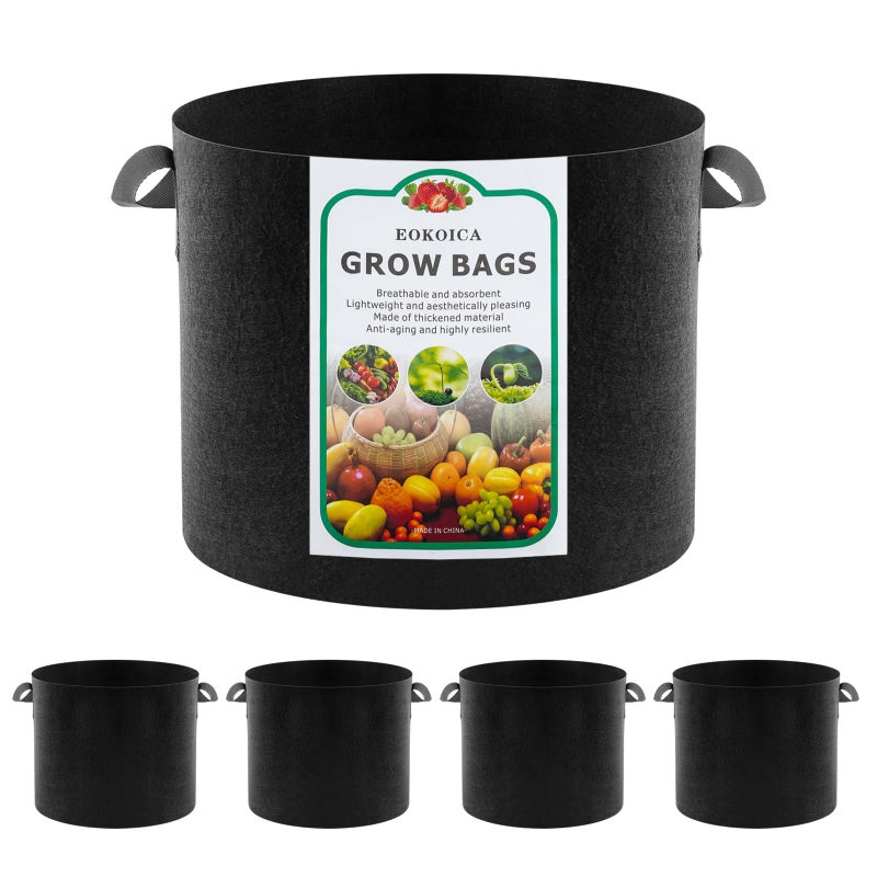 EOKOICA 5Pack 5 Gallon Grow Bags Thickened Aeration Fabric Pots with Handles Heavy Duty Plant Bags for Vegetables Tomatoes Potatoes Fruits Flowers Reusable Garden Pots for Plants - Image 2
