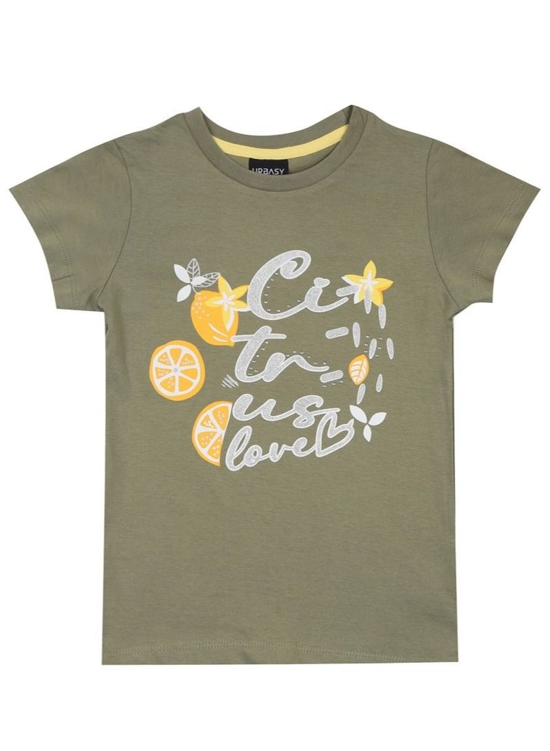 Urbasy Kids Printed olive Round Neck fashion T-shirt - Image 2
