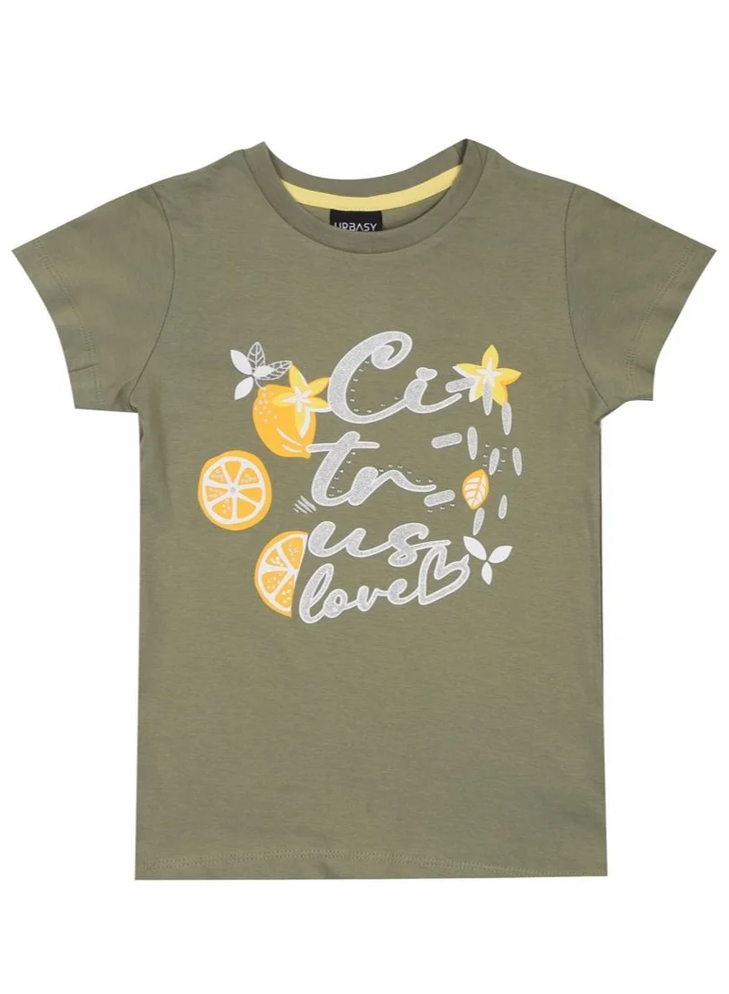 URBASY Urbasy Kids Printed olive Round Neck fashion T-shirt