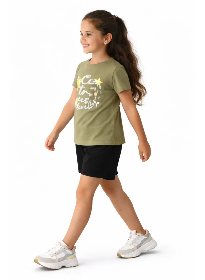 URBASY Urbasy Kids Printed olive Round Neck fashion T-shirt