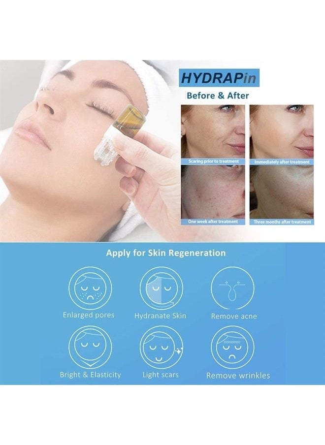 Hydra Roller Microneedle Derma Roller Hydra Stamp Serum Applicator 2 In 1 Kit - Cosmetic Microneedling Tool - Titanium Micro Needle With 2 Empty Ampule Bottles