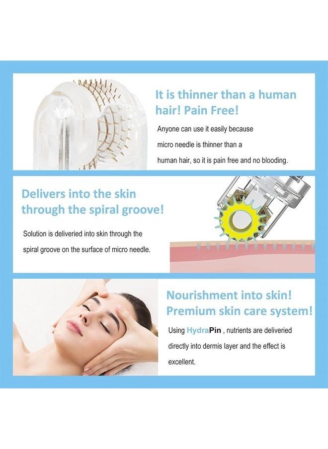 Hydra Roller Microneedle Derma Roller Hydra Stamp Serum Applicator 2 In 1 Kit - Cosmetic Microneedling Tool - Titanium Micro Needle With 2 Empty Ampule Bottles