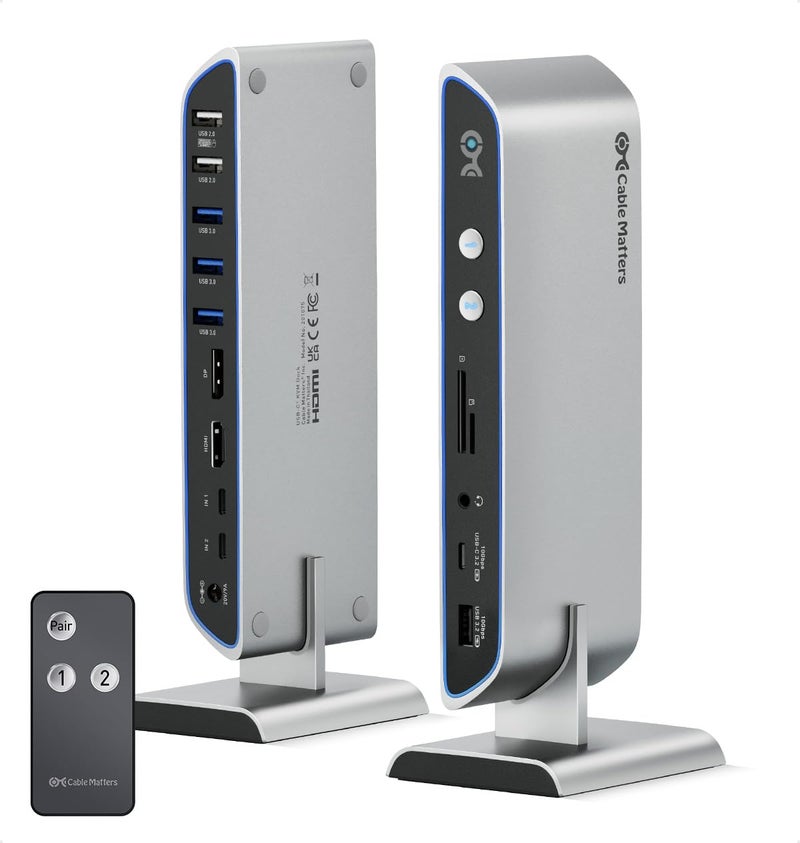 محطة كابل ماترز 14 في 1 لتحويل KVM USB C لدفتري 2 تدعم دقة 4K مزدوجة 60Hz عبر DisplayPort HDMI حتى 100W شحن 10Gbps منفذ USBAUSBC غير متوافق مع سطح المكتب متوافق مع Thunderbolt 4