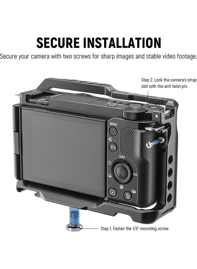 NEEWER ZV-E10 Camera Cage Compatible with Sony ZV-E10, Aluminum Video Shooting Cage Rig with Arca Type QR Plate, 1/4 Threads, Cold Shoe Mounts Compatible with SmallRig Top Handles Video Rigs, CA003 - Image 2