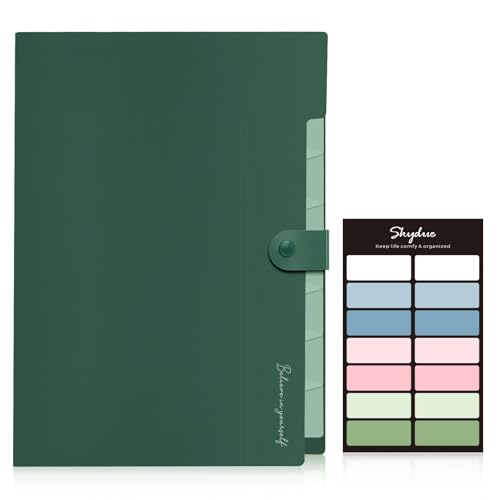 SKYDUE Expanding File Organizer with 8 Pockets Accordion File Folders with Labels Portable Document Paper Bill Receipt Organizer Home College School Office Supplies Letter SizeForestGreen - Image 3