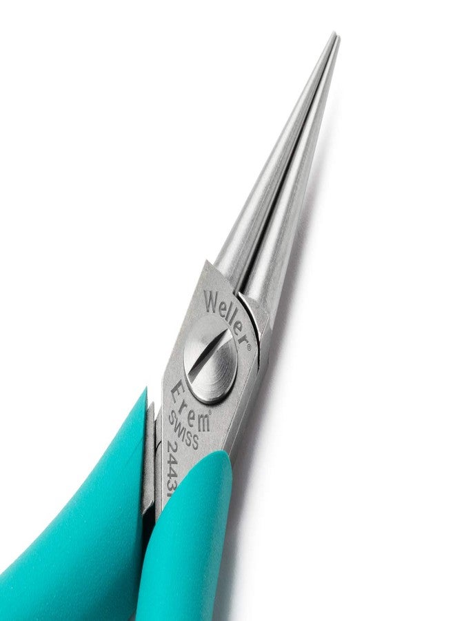 Erem Weller Erem 2443P 5 3/4 Fine Round Nose Plier with Smooth Jaws and Ergonomic Handles, Silver, Blue - Image 4