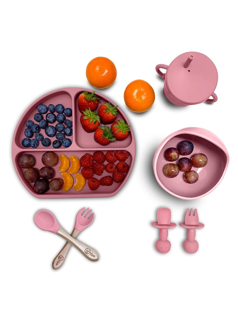 O'doe Baby Led Weaning Feeding Supplies for Toddlers, O'doe Baby Feeding Set | Suction Silicone Baby Bowl-Self Eating Utensils Set with Spoons, Bibs, Toddlers Spoon Set | Infant Food Plate Kit | Set of 17 - Image 4