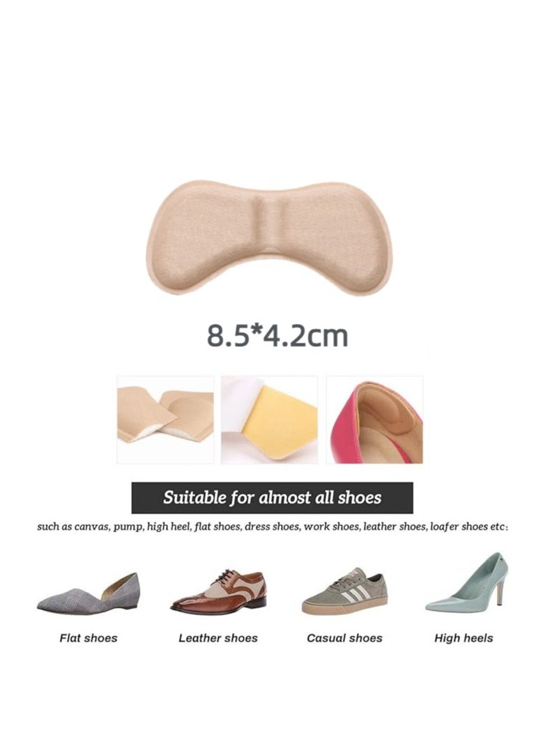 Heel Grips Liner Cushions Inserts for Heel Pads Snugs for Shoe Too Big Men Women, Filler Improved Shoe Fit and Comfort, Stop Heel Slip and Blister 4 Pairs/Apricot+Black