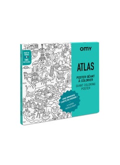 omY Giant Coloring Poster, Atlas, Around The World, 40 X 28 Inches, Creative Play And Fun For Kids And Adults  - Image 1
