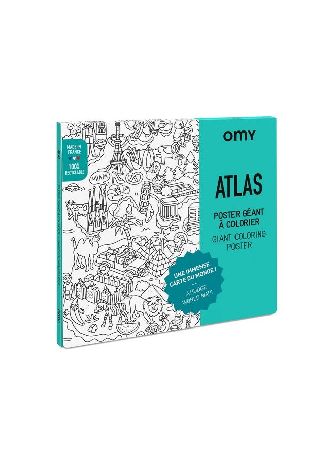 omY Giant Coloring Poster, Atlas, Around The World, 40 X 28 Inches, Creative Play And Fun For Kids And Adults  - Image 1