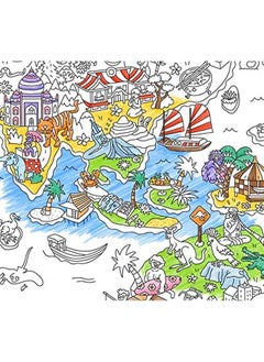 omY Giant Coloring Poster, Atlas, Around The World, 40 X 28 Inches, Creative Play And Fun For Kids And Adults  - Image 2