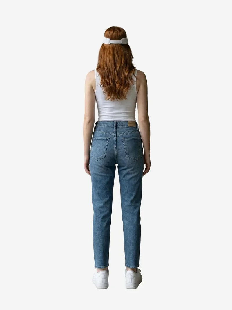 MY FASHION Oxford Blue MY FASHION High Waist Skinny Leg Denim Pants for Women | Best Price UAE