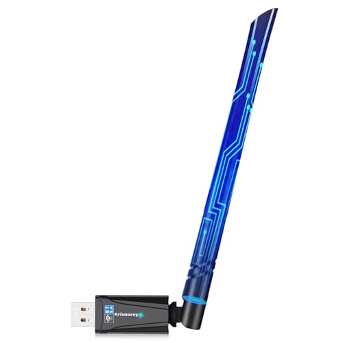 Krisnorey 2-in-1 Wi-Fi 6 Bluetooth 5.4 USB Adapter for PC Laptop, 5dBi High Gain AX900 2.4G/5GHz Wireless WiFi Network Dongle Auto-Driver for Windows 11 10 Desktop, Plug n Pair Headset, Keyboard, Mice - Image 1