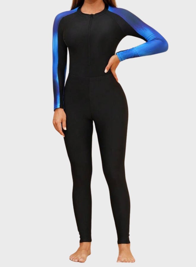 Fianser Burkini 3-Piece Swimwear Swimsuits Set Long Sleeve With Chiffon Wrap Skirt Beachwear Fashion Conservative Sun UV Protection Diving Suit Surfing Suit Quick Dry Swimming Costume Zipper Long Pants - Image 4
