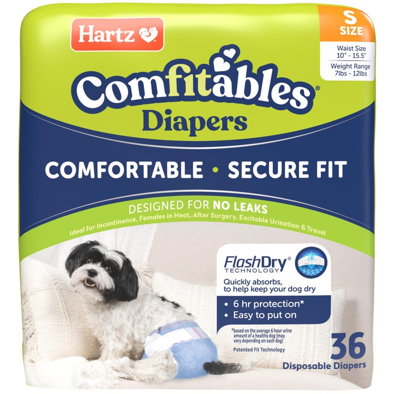 Hartz Disposable Dog Diapers, Size S 36 count, Comfortable & Secure Fit, Easy to Put On - Image 1