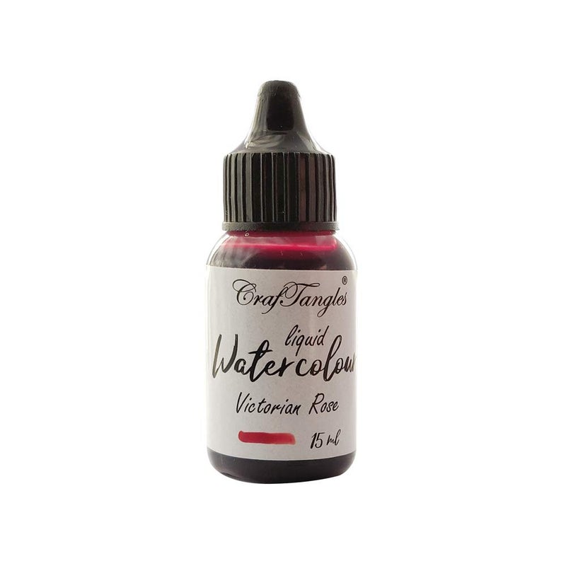 CrafTangles Liquid Watercolor (15 ml) - Victorian Rose (Pink Shade, Extremely Vibrant, Non Toxic) Paints for Professional Artist, Hobby Painters & Kids - Image 1