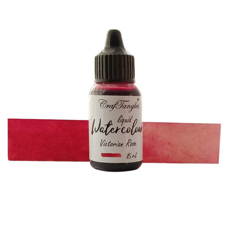 CrafTangles Liquid Watercolor (15 ml) - Victorian Rose (Pink Shade, Extremely Vibrant, Non Toxic) Paints for Professional Artist, Hobby Painters & Kids - Image 2