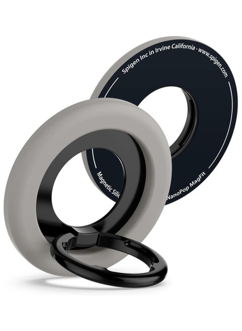 Nano Pop MagFit Magnetic Silicone Phone Grip Adjustable Holder Ring Kickstand compatible with MagSafe Case & iPhone 16 Pro Max, 16 Pro, 16 Plus, 15/14/13/12 series - Truffle Gray