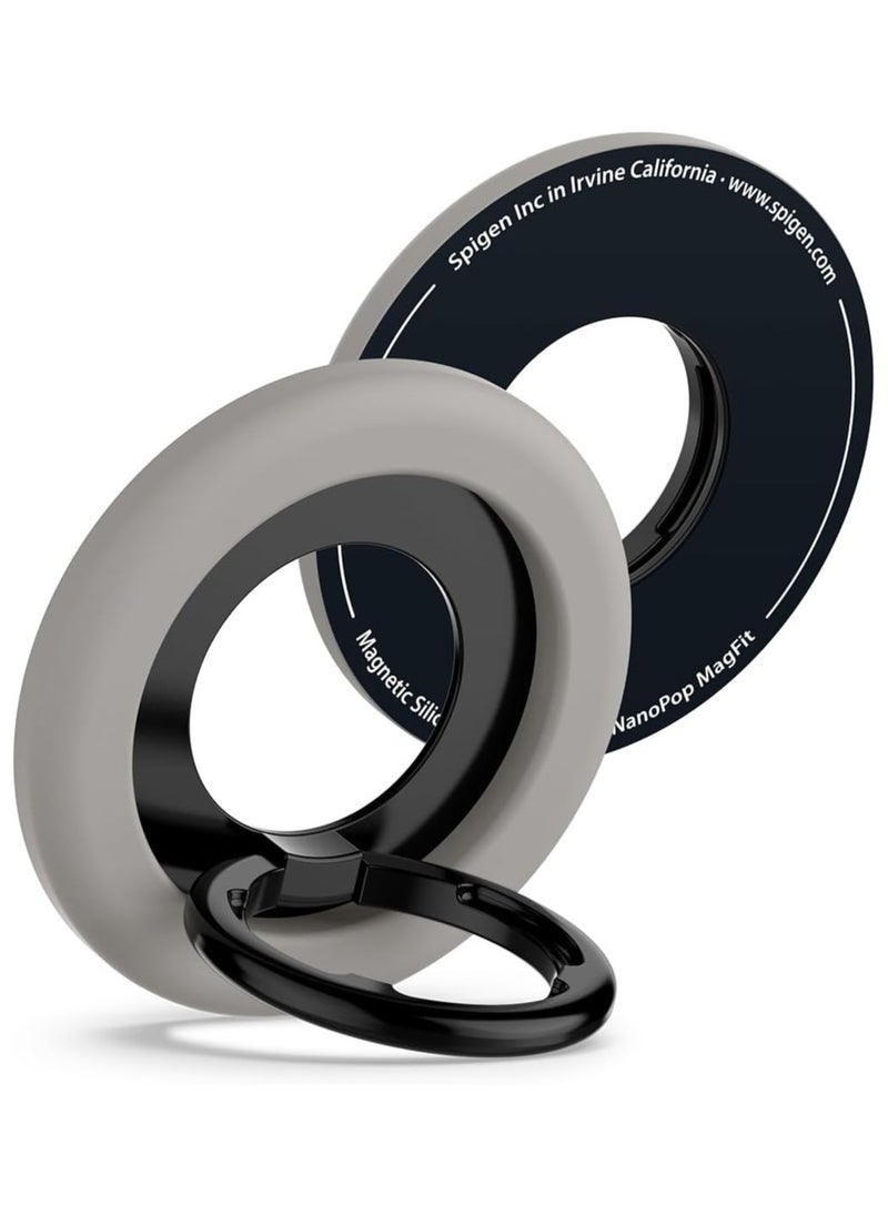 Spigen Nano Pop MagFit Magnetic Silicone Phone Grip Adjustable Holder Ring Kickstand compatible with MagSafe Case & iPhone 16 Pro Max, 16 Pro, 16 Plus, 15/14/13/12 series - Truffle Gray  - Image 1